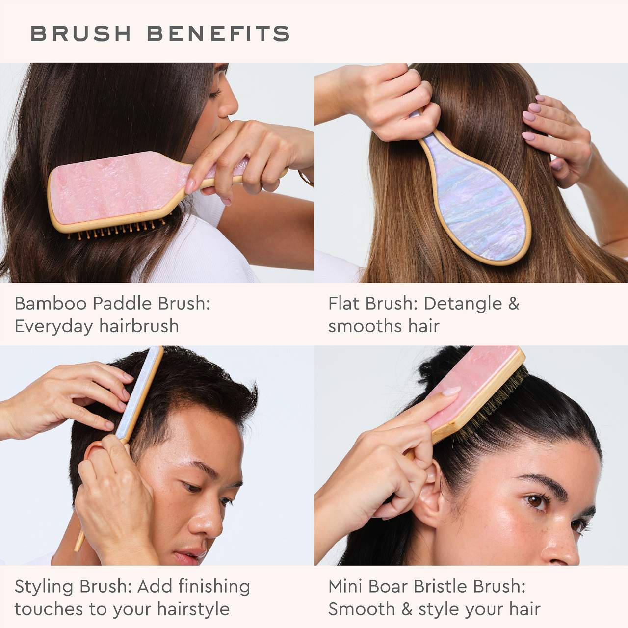 EMI JAY Mini Boar Bristle Hair Brush in Pink Sugar *PRE ORDER*