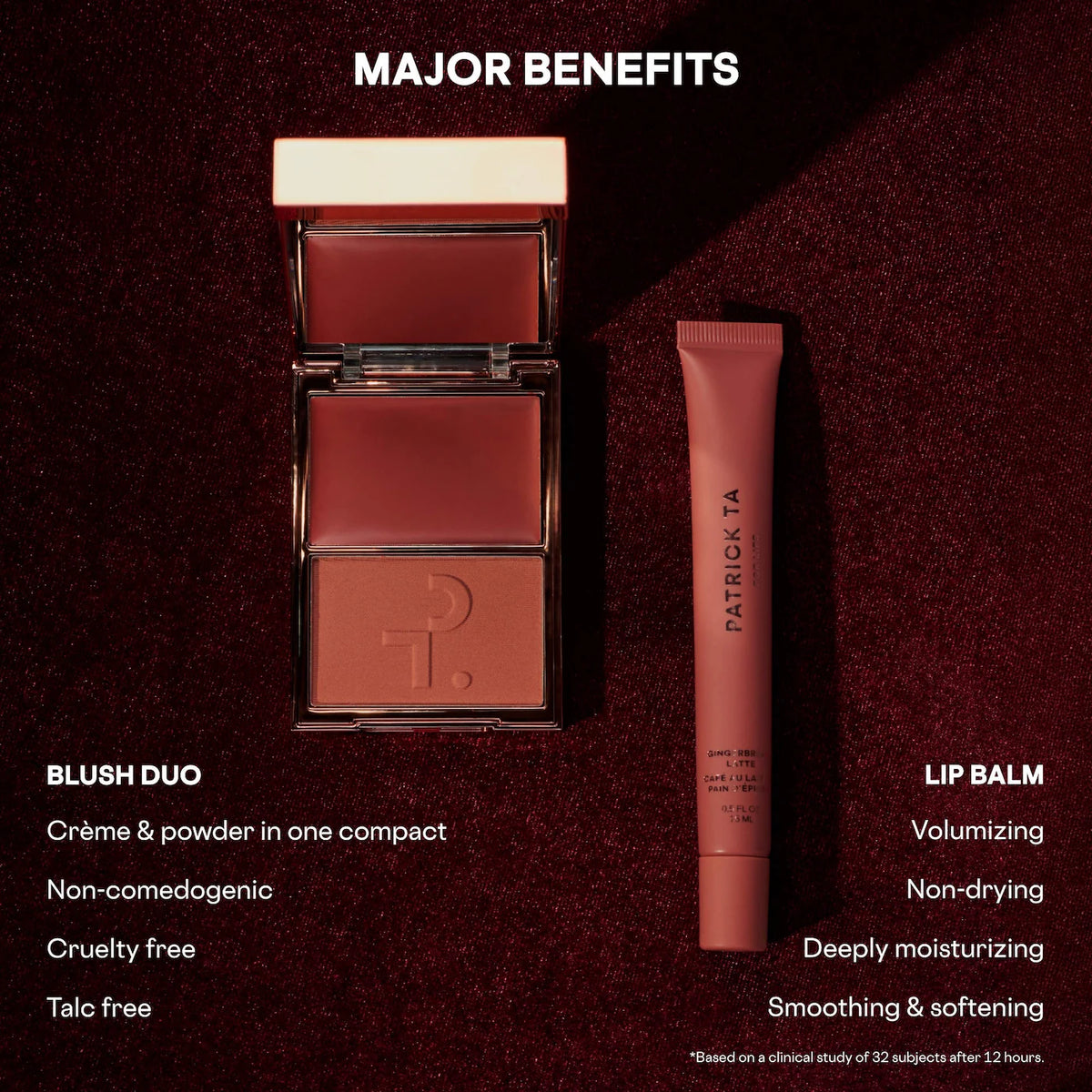 PATRICK TA Major Headlines Double-Take Crème & Powder Blush Duo & Lip Balm Makeup Gift Set *PRE ORDER*