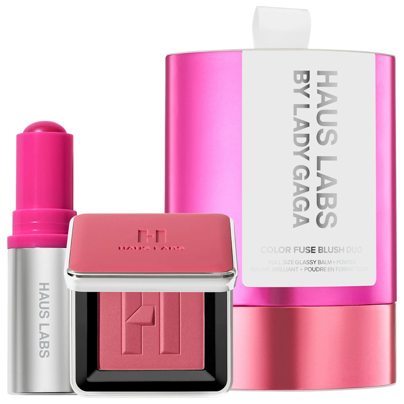 HAUS LABS Color Fuse Glassy Blush Balm Stick + Powder Blush Set