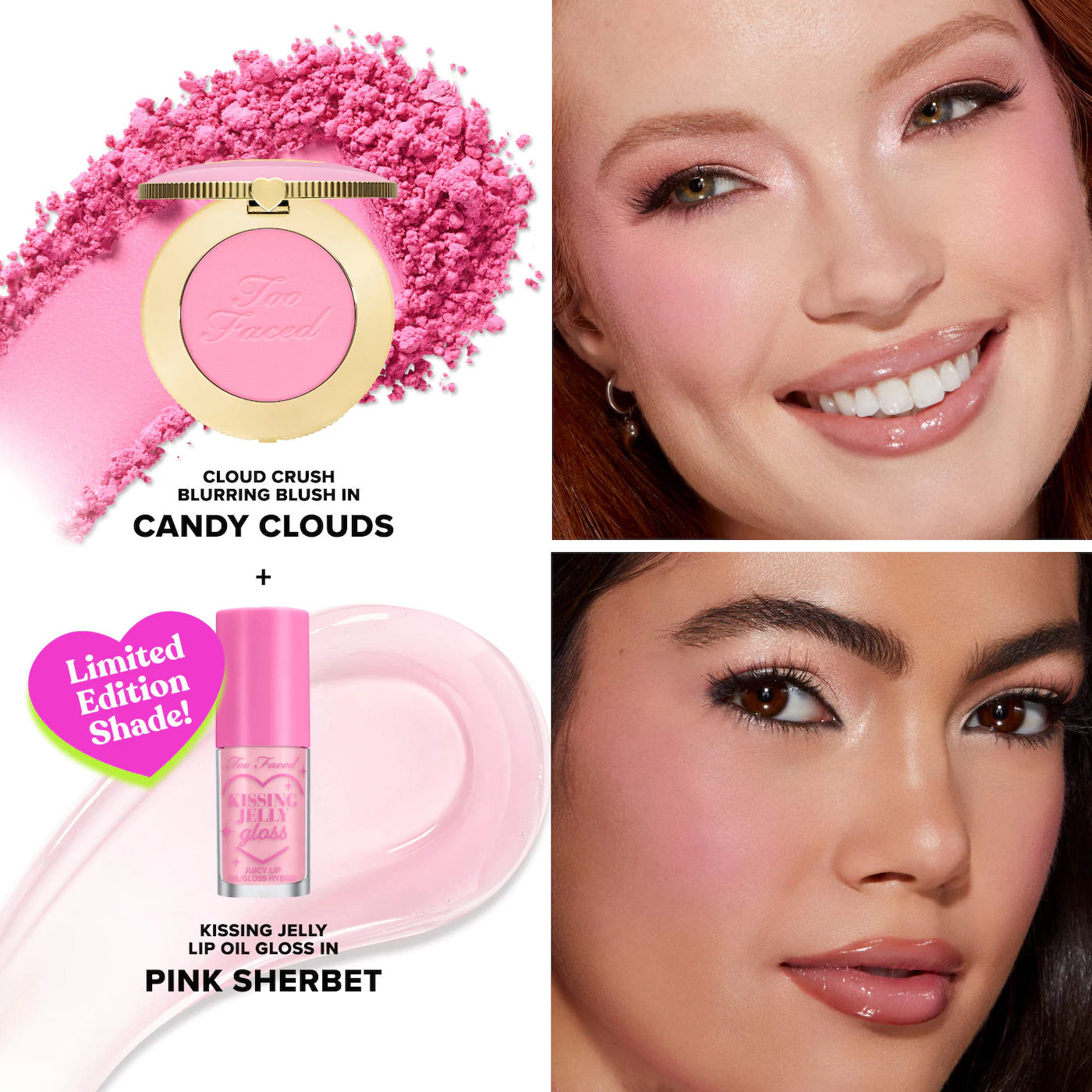 TOO FACED Dream A Little Dream Makeup Gift Set: Cloud Crush Blush & Kissing Jelly Lip Oil *PRE ORDER*
