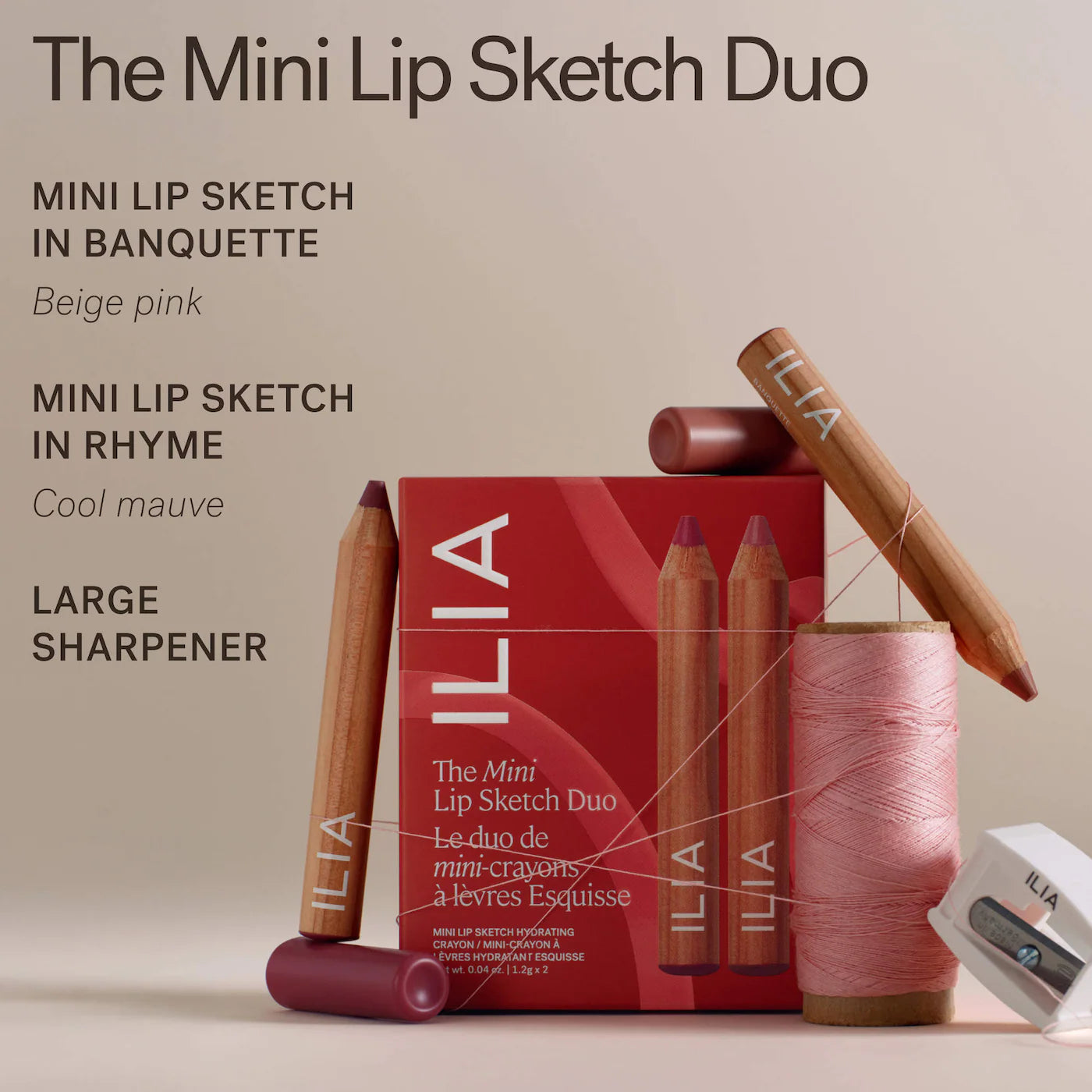 ILIA Mini Lip Sketch Duo - Lipstick + Lip Liner Gift Set