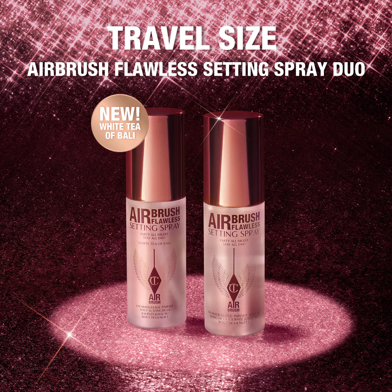 CHARLOTTE TILBURY Mini Airbrush Flawless Setting Spray Duo Set with Limited Edition White Tea of Bali