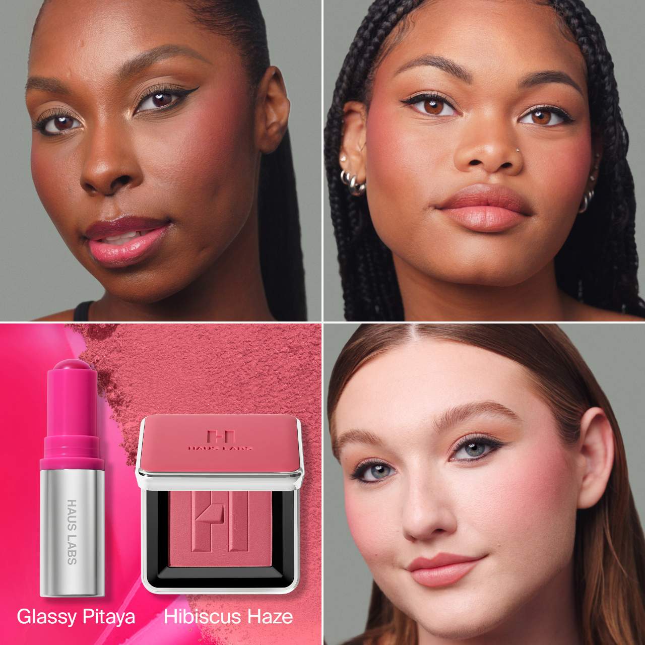 HAUS LABS Color Fuse Glassy Blush Balm Stick + Powder Blush Set