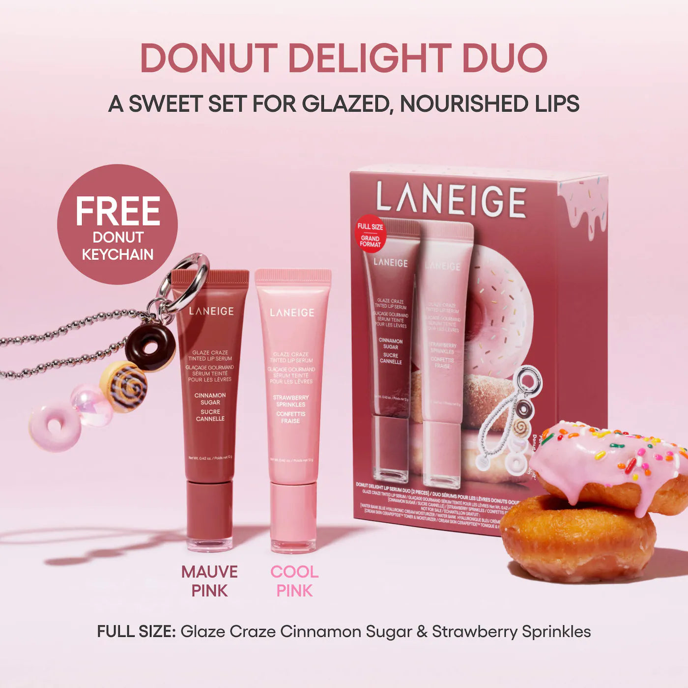 LANEIGE Glaze Craze Donut Delight Hydrating Tinted Lip Serum Duo *PRE ORDER*