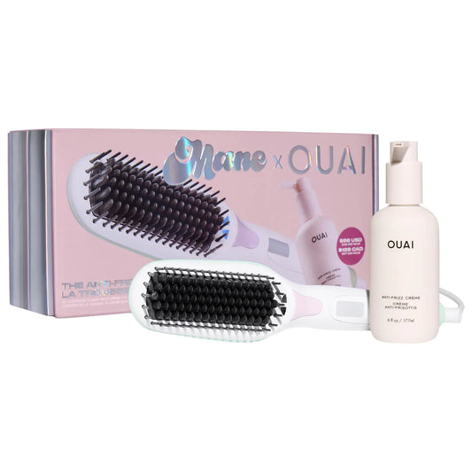 MANE Mane x OUAI Anti-Frizz Heated Straightening Brush Hair Value Set *PRE ORDER*