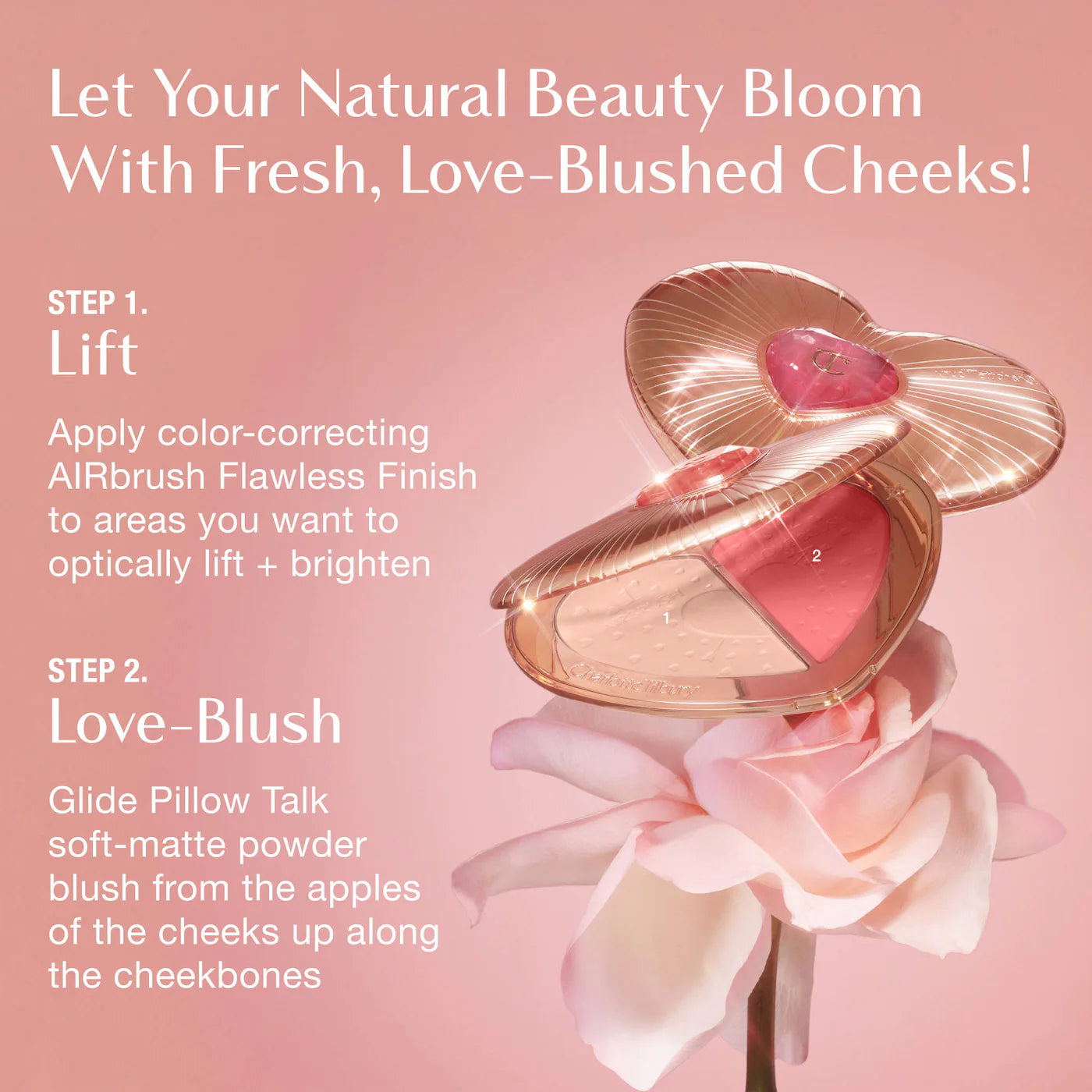 CHARLOTTE TILBURY Pillow Talk Beauty Soulmates Airbrush Flawless Finish Brightening and Blush Powder Palette *PRE ORDER*