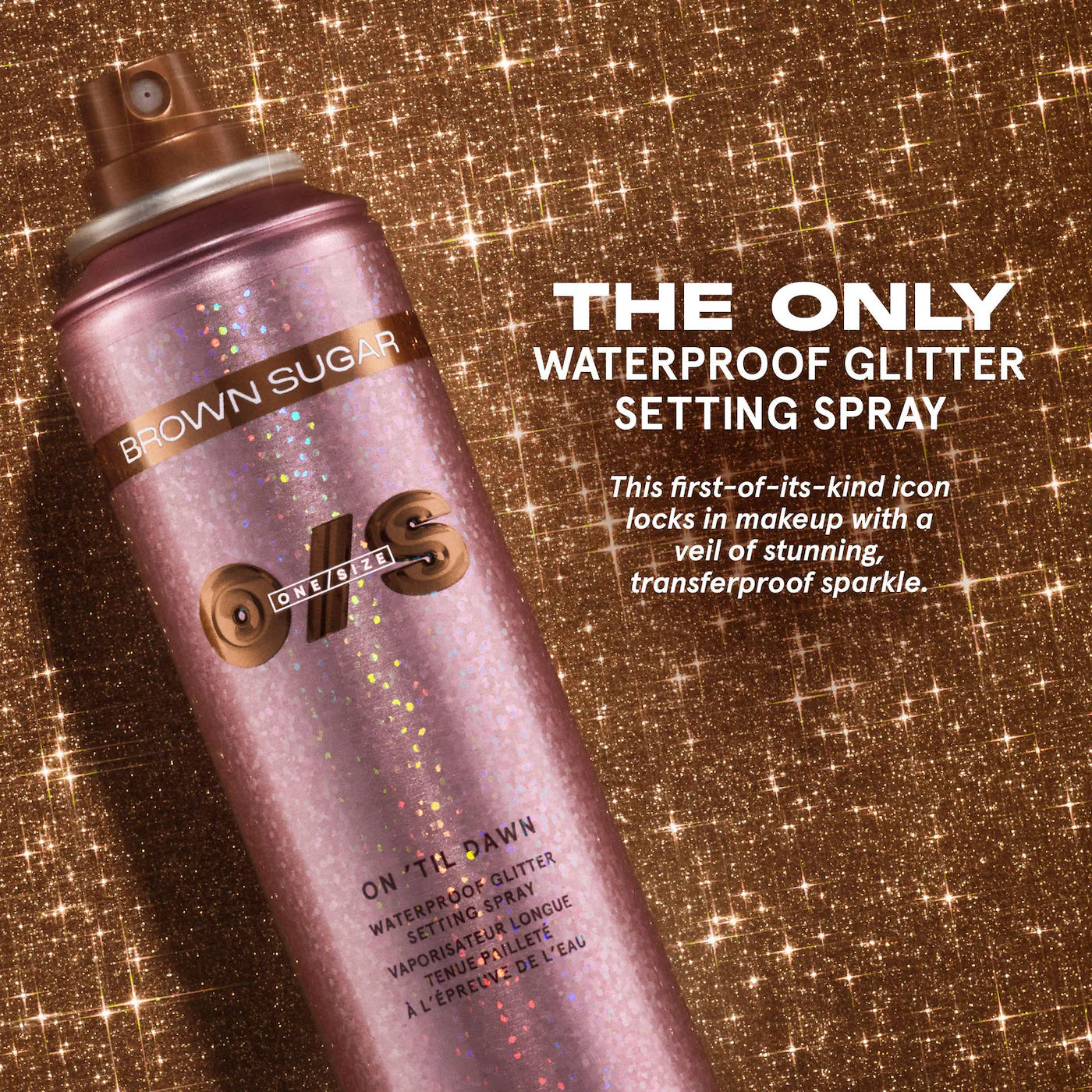 ONE SIZE On 'Til Dawn Waterproof Glitter Setting Spray - Brown Sugar *PRE ORDER*