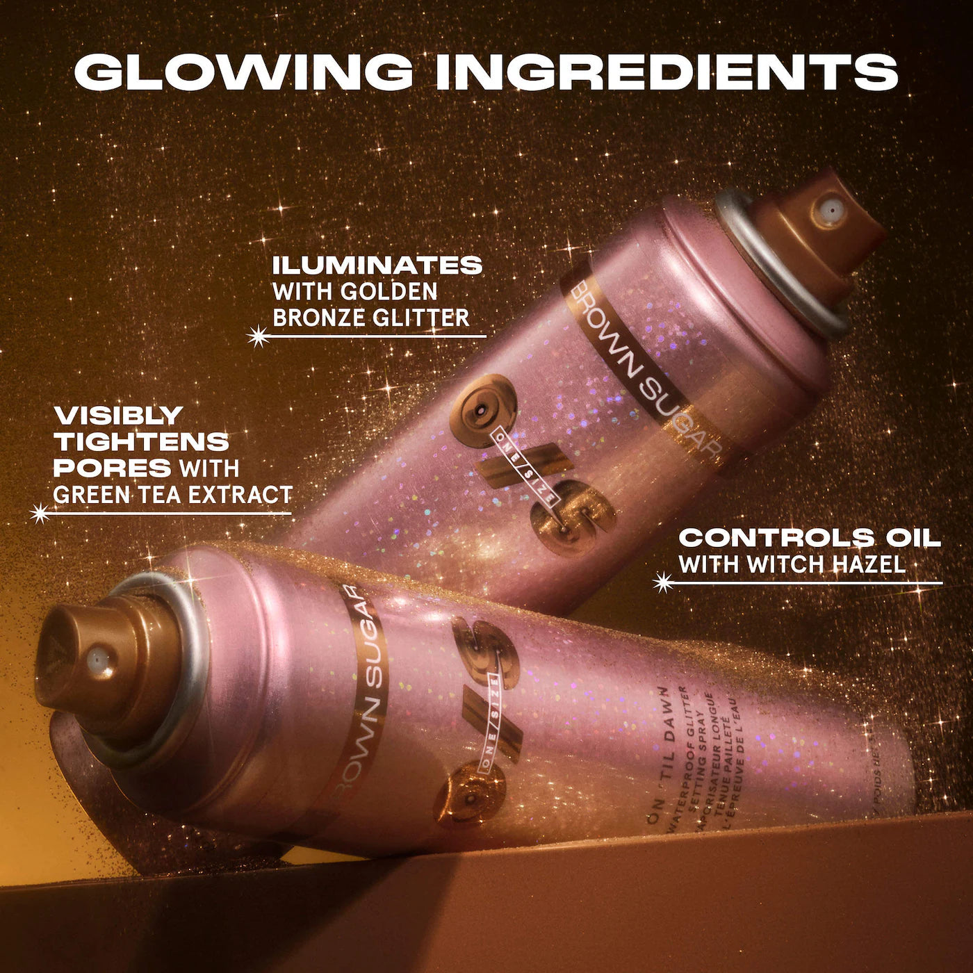 ONE SIZE On 'Til Dawn Waterproof Glitter Setting Spray - Brown Sugar *PRE ORDER*